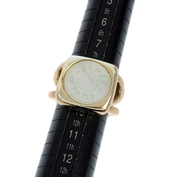 HERMES corozoserie Ring Plated Gold/White shell #4.75(US Size) Women - Picture 2 of 6